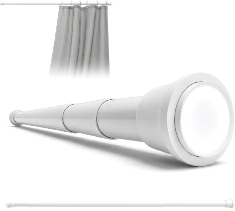 Aquabad® Hastaflex Teleskop 190-300 cm Duschvorhangstange ohne Bohren | Farbe: Weiß, für Dusche und Fensternischen
