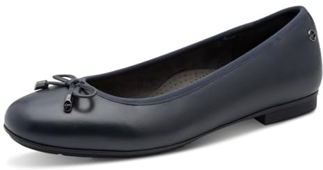 Tamaris Comfort Ballerine da donna in pelle con fiocco, Blu (Navy), 37 EU