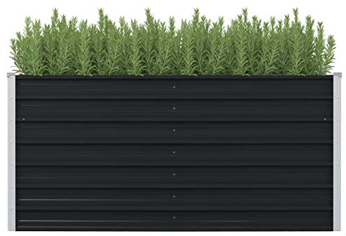 BULANED Hochbeet, Hochbeet Balkon, Kräuterbeet, Pflanzkasten, Balkonhochbeet, Erdbeerbeet, Pflanzbeet Balkon, Anthrazit 160 x 80 x 77 cm Verzinkter Stahl