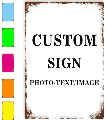 Panneau en métal avec votre propre image/logo/texte - Style vintage - Pour mur ou extérieur - Décoration d'intérieur - Cadeau d'affaires - 40,6 x 30,5 cm
