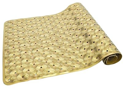 Anti-Slip Tub Mat with Suction Cups - Non-Slip Bath Mat for Shower - Machine Washable, Tub, Kids - Shower & Bathtub Mat - Toddler Friendly - Bath Mats for Bathroom, 15x27, Gold