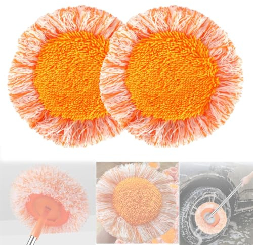Lsydgn Fregona Redonda Reemplazable,Fregona Limpieza 360º,Fregona Microfibra Reemplazable,Fregona Polvo Extensible Set Fregona para Suelo Pared Coche,Techo,Pared Limpieza,2pcs