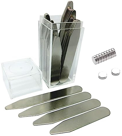 40 Stück Kragenstäbchen aus Metall, Kragenstäbchen aus Edelstahl, mit Aufbewahrungsbox und 10 Magneten, für die meisten Businesshemden, Herren-Geschenk (4 Größen)