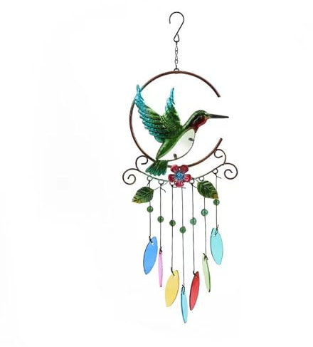 Campanelli a vento colorati con colibrì, campane a vento da giardino per casa, feste, festival, decorazione da giardino per interni/esterni, realistica campana con colibrì, stile tono profondo, regali