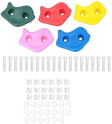 Kids Rock Climbing Holds Set,20 PCS Colorful Rock Wall Climbing Kit with Accessories for Indoor Outdoor Play
