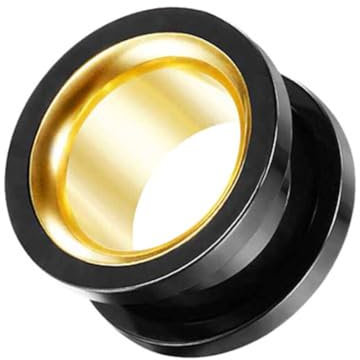 Taffstyle Flesh Tunnel Ohr Ear Plug Ohrpiercing zweifarbig und Schraubverschluss Schwarz - Gold 6mm