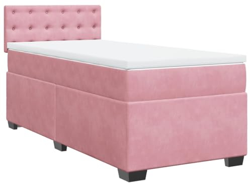 vidaXL Ramsäng med madrass rosa 90x190 cm sammet, säng, plattformssäng, panelsäng, sovrumsmöbler, divansäng, enkelsäng, stoppad säng, sammetssäng
