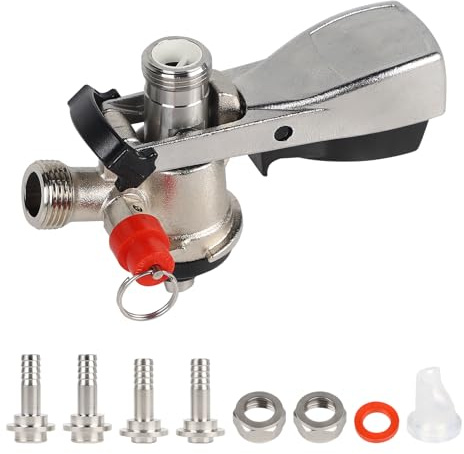 CPROSP Acoplador de Barril de Cerveza Tipo S, Dispensador Cerveza Barril Rosca G5/8 con Válvula de Alivio, Acero Inoxidable 304 y Latón, para la Elaboración de Cerveza Casera, Restaurantes y Fiestas