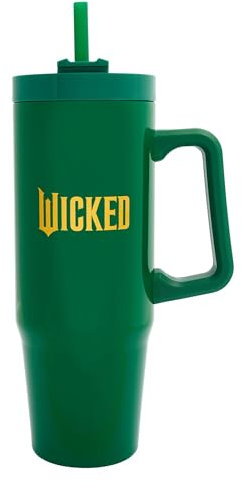 WICKED Polar Gear - Bicchiere termico da viaggio con cannuccia e coperchio, 900 ml, prodotto ufficiale di Polar Gear, tazza termica a doppia parete, in acciaio inox, colore verde