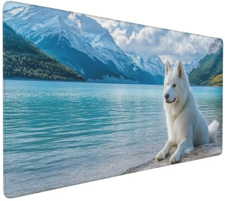 Gaming Mauspad XXL Hund Mousepad 1000x500x4mm Ozean Verlängertes Mauspad Schreibtischauflage,Genähte Kanten Mauspad,Verbessert Präzision und Geschwindigkeit Wasserdicht Geeignet für Büro und Spiele
