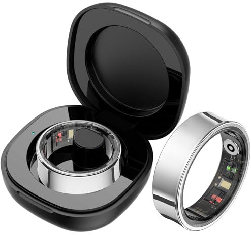 Findtime Smart Ring Sleep Tracker - Heart Rate Monitor, Blood Oxygen, Fitness Tracker, Pedometer, Step Counter - Waterproof Curved Smart Ring for Men and Women