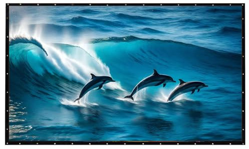 INMOZATA Foldable Projector Screen 92 Inch/187x140cm Wall & Ceiling Projector Screen with PVC Black Backing, 4:3 Aspect Ratio Matte White Screen for Home Cinema Theater School Office Outdoor Indoor