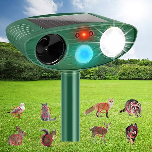 Animal Repeller Cat Deterrent for Garden, Waterproof Solar Cat Repeller with Motion Sensor, Bird Scarer, Marten Deterrent Against Cats, Birds, Cat Repellent for Farm
