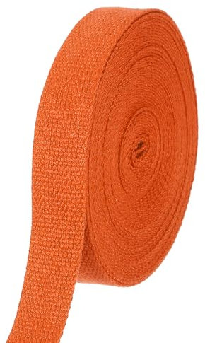 QUARKZMAN Correa de algodón de 1 pulgada y 11 yardas de poliéster de algodón para artes y manualidades, asas de transporte, fabricación de cinturones de tela, accesorios para exteriores, color naranja