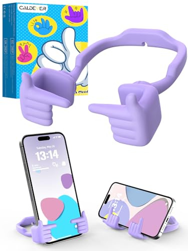 CALDEVER Stocking Fillers for Teenage Girls Boys Cell Phone Stand Patented Adjustable Shy Fingers Lazy Phone Stand for Desk Gifts for Christmas Cool Gadgets Fun Gifts for Adults Women 1Pack Purple