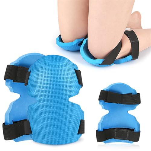 Knee Pads for Gardening & Housework, 1 Pair EVA Foam Non-slip Knee Pads with Adjustable Strap, Safety Kneepads Gardening Kneeling Cushions Knee Protector for Construction Work Floor Cleaning (Blue)