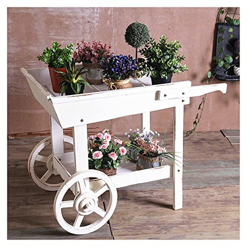 Potting Bench, Outdoor Potting Bench Cart Table, Home And Outdoor Multifunctional Wooden Table Top Worktable On Two Wheels