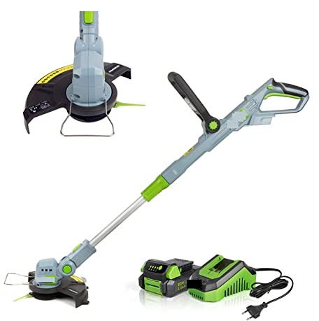 ZKLGS Desbrozadora, Cortador de poda de jardín Tools20V Cortacésped eléctrico Cortacésped inalámbrico Cuerda de liberación automática con 20 Cuchillas de Repuesto