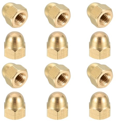 sourcing map Acorn Hex Cap Nuts, M5x0.8mm Brass Dome Head Hex Decorative Cap Nuts for Screws Bolts Industrial Mechanical Electrical Equipment Repair Hardware(Gold Tone, Pack of 12)
