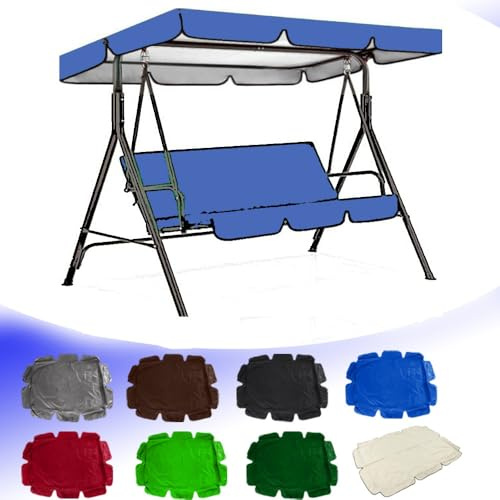 ZIUSFAC Hollywoodschaukel Ersatzdach UV Schutz Schaukel Dachplane 3 Sitzer Hollywoodschaukel Dachbezug 164x114cm 190x132cm Sonnenschutz Gartenschaukel Dach(Blue,142x120cm/56x47in)