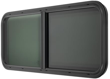 Wohnmobilfenster Schwarz 1000x400mm, Aluminium Schiebefenster mit Fliegengitter Rollo, Dachfenster Camper für Wohnwagen bis 55mm Wandstärke, Wetterfestes Ersatzfenster mit UV-Schutz
