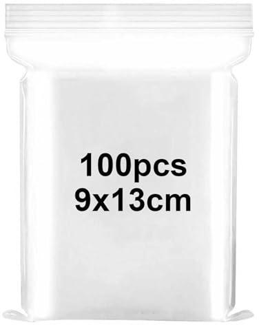 Sachet Zippé Sachet de Petit Transparent Cellophane 9x13cm Sacs Plastique Refermables Pochette Zip pour la cuisine loisirs créatifs perles échantillons biscuits bonbons