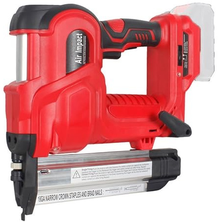 Cordless Electric Nail Gun with 32mm 50mm Nails Straight/N-Shape Woodworking Universal Nailing Machine for Makit A Battery Efficient Accurate Stapling(Red No Battery)