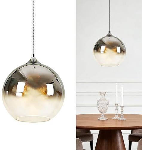 Ohne Stromanschluss Hängelampen mit Fernbedienung,Modern Glas Hängelampe mit batterie,Batteriebetrieben Pendelleuchte mit 6 RGB Farben dimmbar,Innen Pendelleuchte keine Verkabelung erforderlich