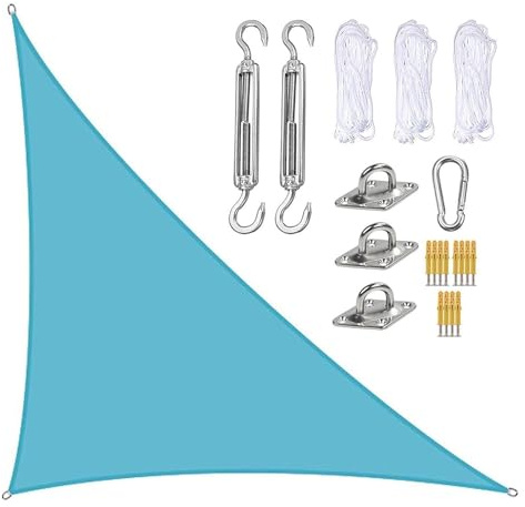 Triangle UV Sun Sail 3x4x5m - Water Permeable Sun Shade Canopy for Patio Balcony Carport & Pool - Outdoor Sun Protection (Sky Blue)