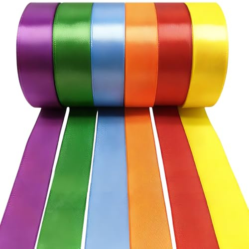 Nastri Colorati,25mm x 22m Nastro Di Raso,Nastri Colorati Stoffa,Nastro Regalo,Per Lavoretti,Nastro Satin Per Confezioni Regalo,Fai Da Te,Matrimoni e Fiocchi Decorativi