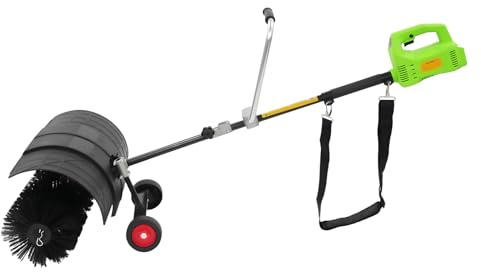Soffiatore a batteria 2 in 1 e spazzatrice con rulli e ruote ausiliarie per foglie, polvere e neve, per giardino, garage e officina (senza batteria)