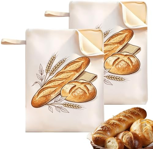 Bienenwachs Brotbeutel - Wiederverwendbare Brotbeutel, 2 Stück 43cm×33cm | Lebensmittellagerbeutel für Brot und Backwaren, um frisch zu bleiben| Tragbarer Handgriff, Reißverschluss