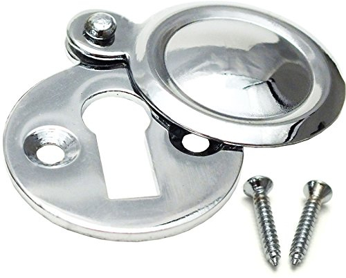 Escutcheon de llave cubierta cromada – Orificio redondo para puerta principal – Tapa de bloqueo de placa