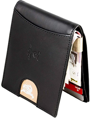MATADOR Herren Geldbörse Geldklammer RFID Leder Schwarz