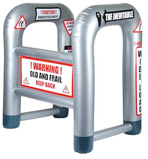 Henbrandt Aufblasbarer Zimmerrahmen mit Warnaufklebern, 88 cm, groß, aufblasbar, Gehhilfe, Witz, Geburtstag, Ruhestand, Neuheit, Streich, Geschenk für Männer, Frauen, Partyzubehör, Fotoautomat