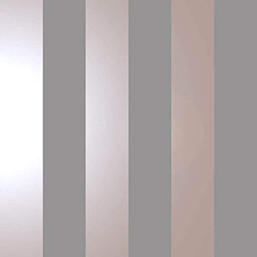 Bold Stripe Grey Rose Gold Metallic Shimmer Wallpaper Feature Holden Decor