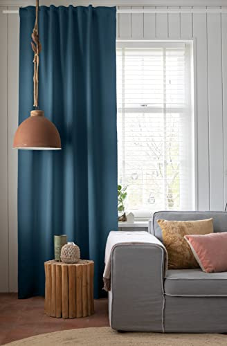 Elbersdrucke Gardine mit verdeckten Schlaufen Schlaufenbandschal Midnight 11 Petrolblau verdunkelnd 255 x 140 cm Verdunklungsvorhang für Wohnzimmer Schlafzimmer Flur