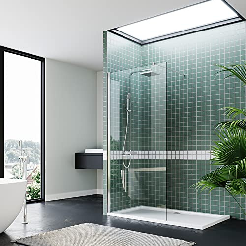 SIRHONA Duschvägg 80 x 200 cm transparent italiensk duschdörr med 8 mm NANO-glas och monteringsstång - walk-in duschvägg
