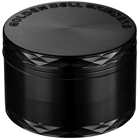 LIHAO Grinder Pollen Crusher schwarz Farbe 4-teiliges Set Krautmühle Zinklegierung für Spice, Kräuter, Gewürze, Herb - Schwarz