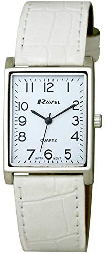 Ravel - Unisex Traditional Watch with Clear Numeral Dial - Silver Tone/White