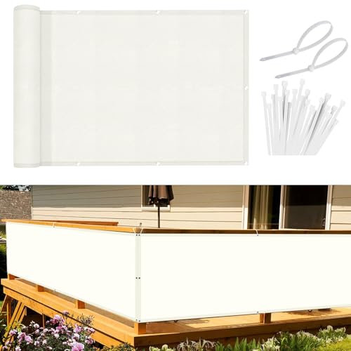 Sunnylaxx Balcon Privacidad 75x300cm Crema, Pantalla De Privacidad Balcon Protección PES, Incluye Bridas para Cables
