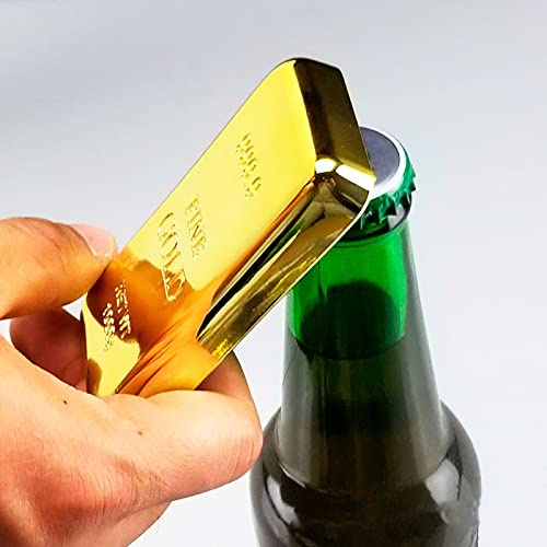 ALLOMN Flaschenöffner, Motiv Barsch Gold Flaschenöffner Kreativ Tragbar Dosenöffner Magnet Golden Bullion Bar Küchenzubehör Einzigartiges Geschenk Kreatives Geschenk für Bier Soda Cap