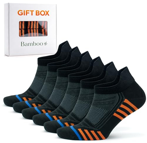 GoWith 6 par sneakerstrumpor för kvinnor och män, bambu (viskos) färgglada strumpor, utan söm, sportstrumpor, löpstrumpor, korta halvstrumpor med andningsförmåga och premiumkvalitet,