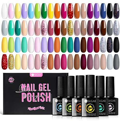 UR SUGAR UV Nagellack Set, 36 Stück Gel Nagellacks Nagellacks Macaroon Pastell Grau Nude Rosa Glitzer Farbgel Gelnägel für Nagelstudio Design Starter Maniküre Geschenkset