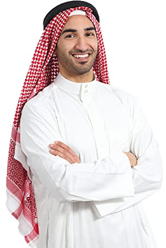 Men Arab Shemagh Scarf Muslim Hijab Headband Middle East Keffiyeh Headscarf Arabia Scarves Desert Shawl Scarf Saudi Headwear Scarves Classic Arabian Head Turban Large Bandana Arabic Headcover Headwrap