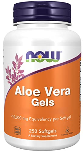 Now Foods, Aloe Vera Gels, Altamente Concentrato, 250 Capsule morbide, Testato in Laboratorio, Senza Glutine, Senza Soia