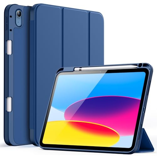 JETech Case for iPad (A16) 11th/10th Generation (2025/2022) with Pencil Holder, Slim Tablet Cover with Soft TPU Back, Auto Wake/Sleep (Navy)
