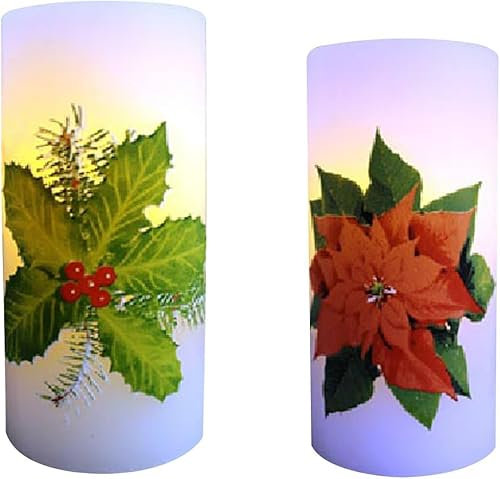 Luna24 simply great ideas... Lot de 2 bougies LED en cire véritable Motif étoile de Noël et Ilex