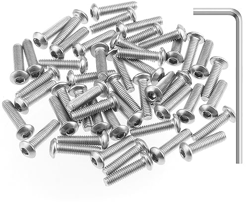 HELIFOUNER 100 Pieces M3 x 12mm, Thread Pitch 0.5mm, 304 Stainless Steel (18-8) Button Head Socket Cap Screws, Fully Threaded