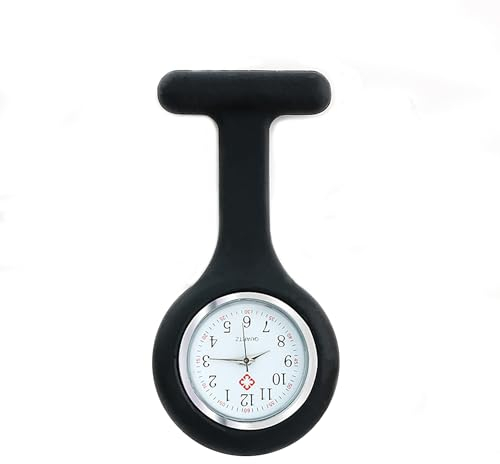 SHUBEIEUMI Montre à Gousset D'infirmière, Infirmière Montre Broche en Silicone avec Broche, Cadeau pour Les infirmières et médecins